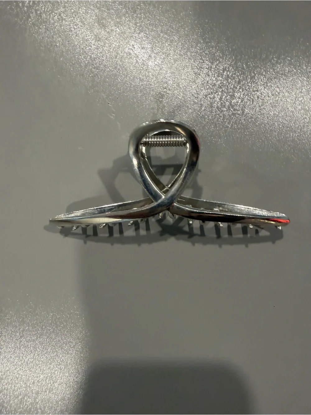 Silver Metallic Hair Claw Clip - Twist Design